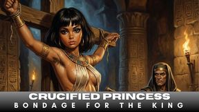 Sexy Ancient Egyptian princess with hairy armpits is crucified in BDSM bondage for her evil master