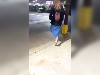 Reya Lovenlight Lets Her Butt Hang Out Walking In A Parking Lot