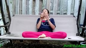 Fit Asian Smoking and Coughing in a swing in her backyard volume 38 Non Nude ****wmv****