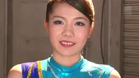 Flexible Japanese Gymnast Bends Over, Wears Shiny Leotard While Blowing Him