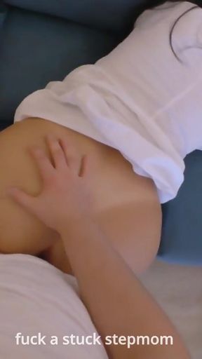 Stunning moment from &quot;Stepmom gets fucked and gets cum in her ass from stepson when she gets stuck on the couch&quot;