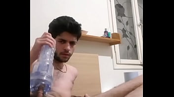 Hairy Georgian boy cums hard in his fleshlight