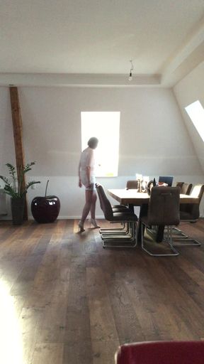 Nicki-Crossdress - sexy white Mesh-Dress (c)2016