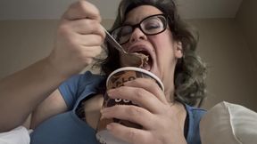 Chubby MILF eating