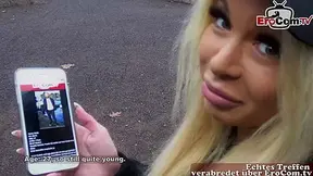 german blonde fitness Darling pick up a student 18+ for porn casting and he fail - very funny