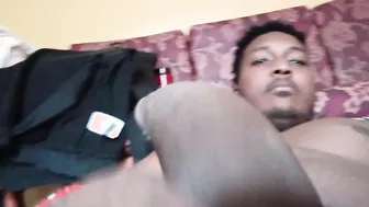 Black Stud with Big Dick Masturbates and Cums Hard