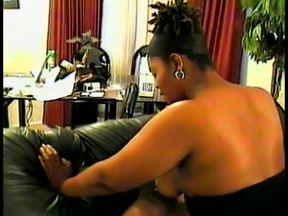 Ebony Ample Girl Takes Huge Dong in Her Wet Cunt