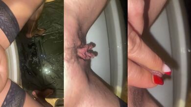 Golden fetish milf peeing and grinding wet pussy on bathroom fixtures for real orgasm
