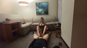 POV Humiliation Footjob - Morgana Soles Does Barefoot Sole Fucking With Small Penis Humiliation and Demands Cum Eating SMALL FORMAT