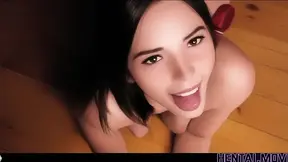 Cartoon Monster invades and drills tied up pretty brunette