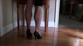 Pink Fox, posing by the back door, barelegged