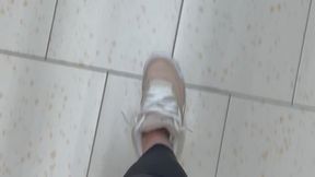 Walking with my pink jordans