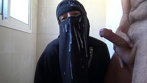 Arab milf gets big cumshots from horny masturbating stepson