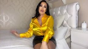 Yellow Satin Goddess!!