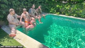 Hairy bear orgy in the pool, they fuck raw (Trailer)