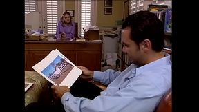 Headmaster of  riding academy drills his young secretary Michelle Michaels in his office