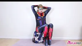 Sexy Captain Marvel flaunts her curves in a stunning costume