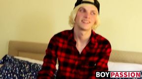Thick twink cock ends up getting attention after interview