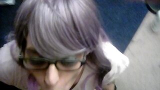 Sexy crossdresser takes a load bareback