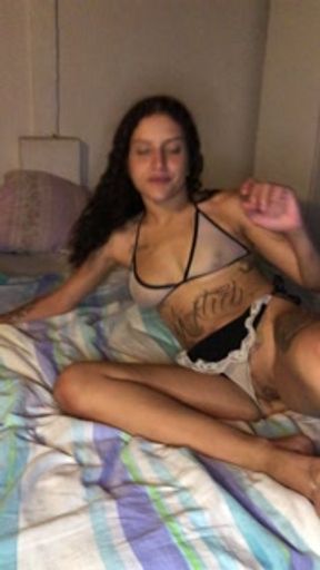 Brunette with a gorgeous ass gets her pussy fucked with a thick stick