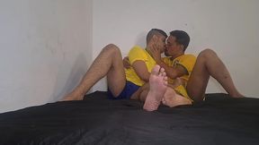 torcedores brasileiros trepando durante o jogo