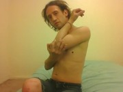 Topless Transgirl Licking Her Elbow and Showing You How To, Yourself