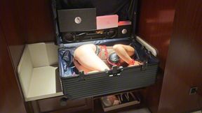 Suitcase petplay doggy style bondage sm with puppy girl and her friends in hotel #CL062