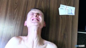 Skinny guy begging for hot cum after POV anal