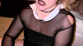 Goth Wifeys Double Pleasure Blowjob and Dildo