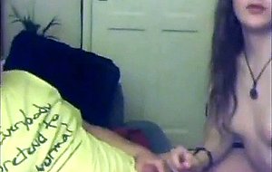 Ts cutie sucks and gets fucked by lucky guy on cam