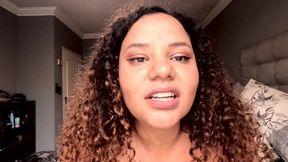 Dirty Talking BBW deepthroating a dildo and stuffing it between her big oiled tits