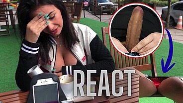 React: Public female orgasm interactive toy beautiful face agony Pleasure