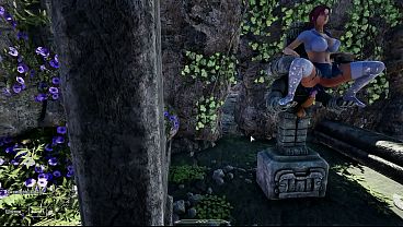 A secret statue on a desert island penetrates Lara Croft'_s tight ass with its penis.