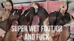 Lubed up Footjob and Fuck
