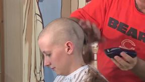 Swimming team girls shave their heads