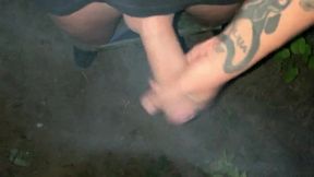 Smoking Cigarette While Jerking and Cumming Outside