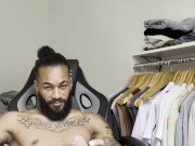 Hot tattoed brazilian jerk off big black cock