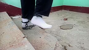 Wearing White Socks Cuffed Walk In Ruins 1 (edited)