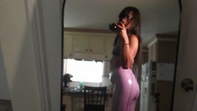 lavender PVC booty filmed with old camera