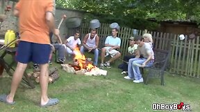 An outdoor barbeque party turns into gay orgy