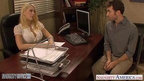 One guy fucks two office chicks Kagney Linn Karter and Shawna Lenee