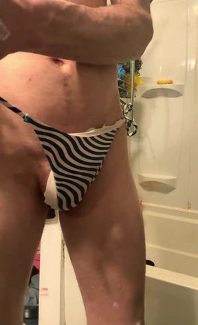 Cdmichelle Wearing Blue & White Bikini