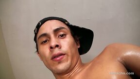 Latino Agustin Stroking His Uncut Cock