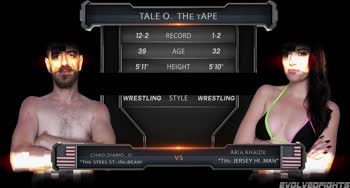 Aria Khaide Tames Chad Diamond in Naked Wrestling Rumble