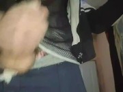 Beautiful muscular white boy masturbating exciting penis man alone