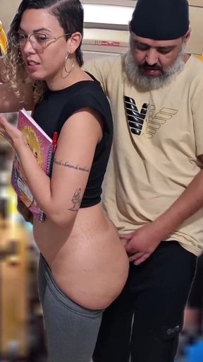 Slutty Student Gets Cumshot in Public on the Bus
