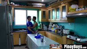 PinoyBoys.com - Mature daddy fingers Asian ass and slides his cock in bareback fuckin