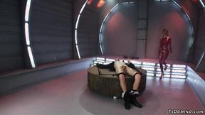 ”Five Shemale clones fucking bound cop”