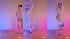 nacked amateur dance in high socks and sneakers