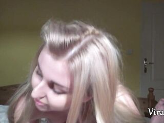 Сumshot on the face glamorous golden-haired Ellen Jess